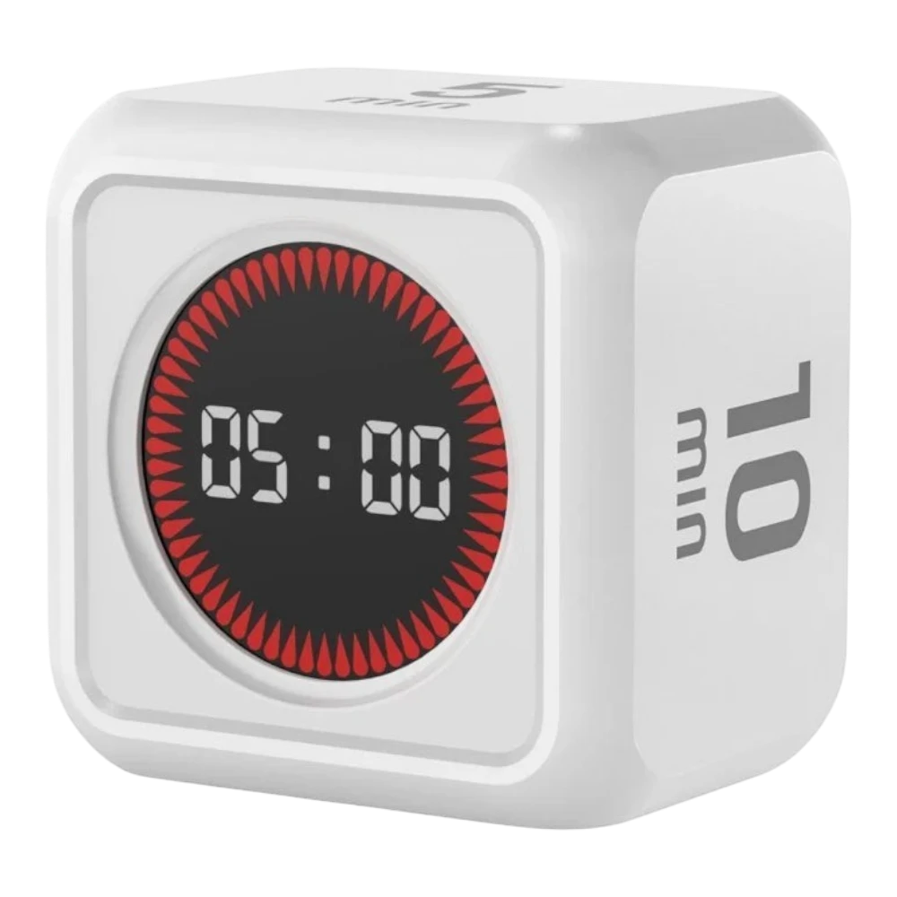 zero2cart white digital flip timer with LCD display for Pomodoro productivity, study, and kitchen time management.