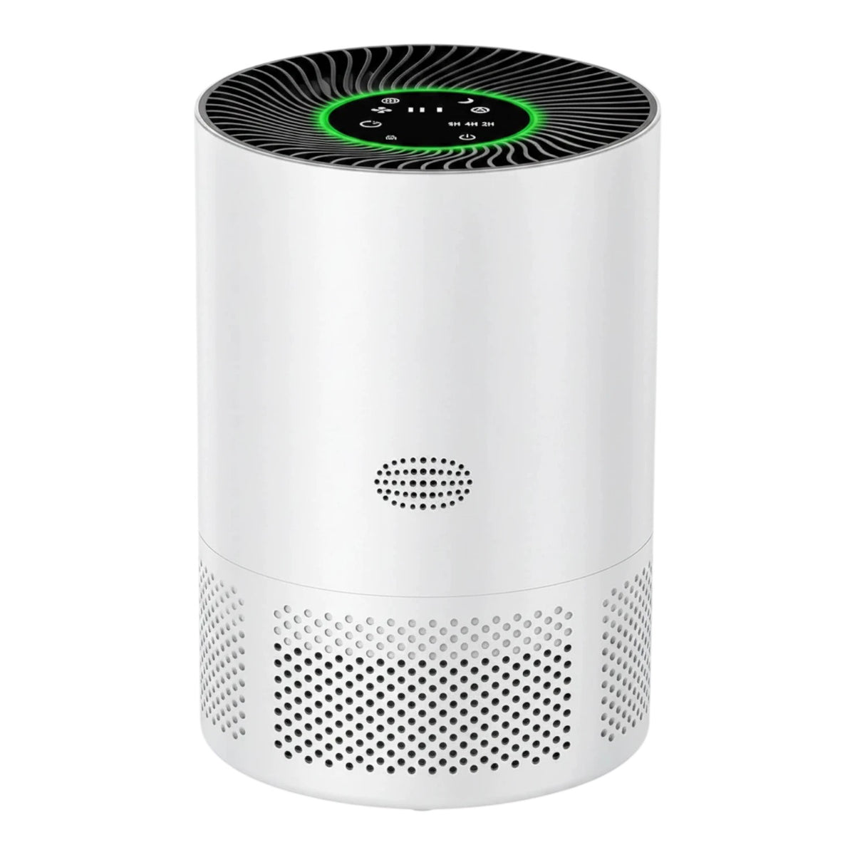 zero2cart portable white HEPA air purifier with touch control panel and green LED air quality indicator