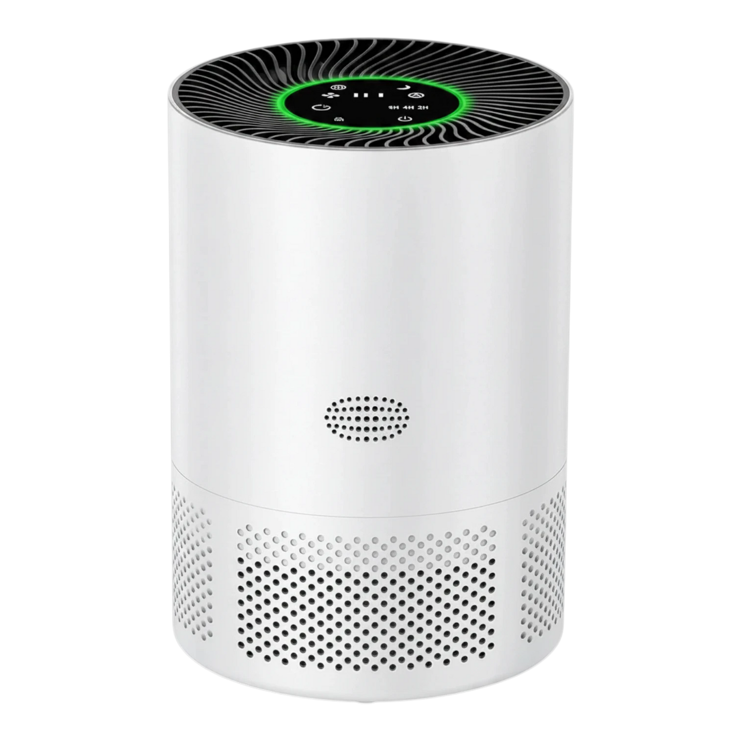 zero2cart portable white HEPA air purifier with touch control panel and green LED air quality indicator