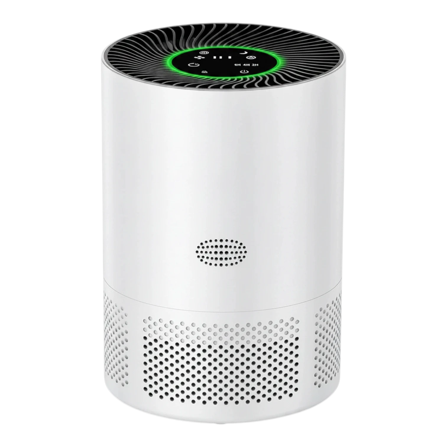 zero2cart portable white HEPA air purifier with touch control panel and green LED air quality indicator