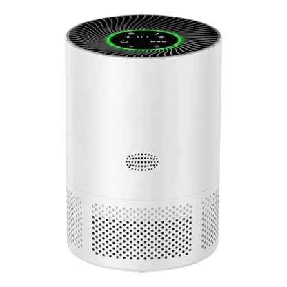 zero2cart portable white HEPA air purifier with touch control panel and green LED air quality indicator