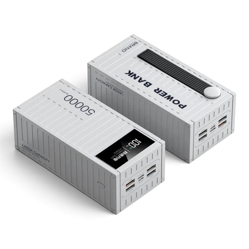 zero2cart 50000mAh portable power bank in white with digital display and multiple USB output ports