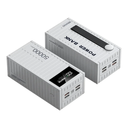zero2cart 50000mAh portable power bank in white with digital display and multiple USB output ports