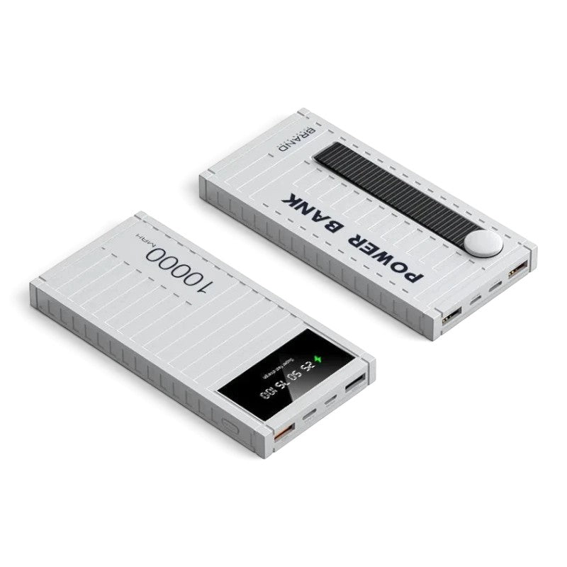 zero2cart white portable power bank with digital battery display and multiple charging ports