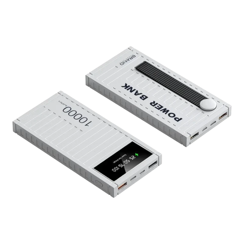 zero2cart white portable power bank with digital battery display and multiple charging ports