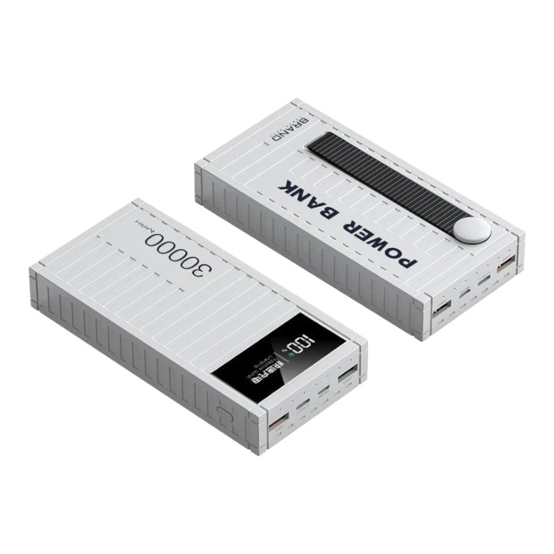 zero2cart white portable power bank with digital display and multiple USB ports for fast multi-device charging