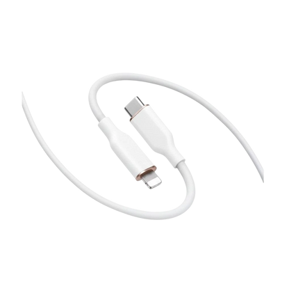 zero2cart white silicone USB-C fast charging and data cable with a flexible, smooth design for mobile devices.