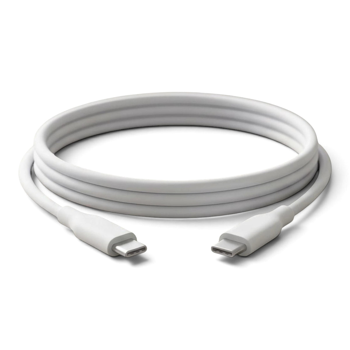 zero2cart white silicone USB-C fast charging and data cable coiled on a desk for home or office use
