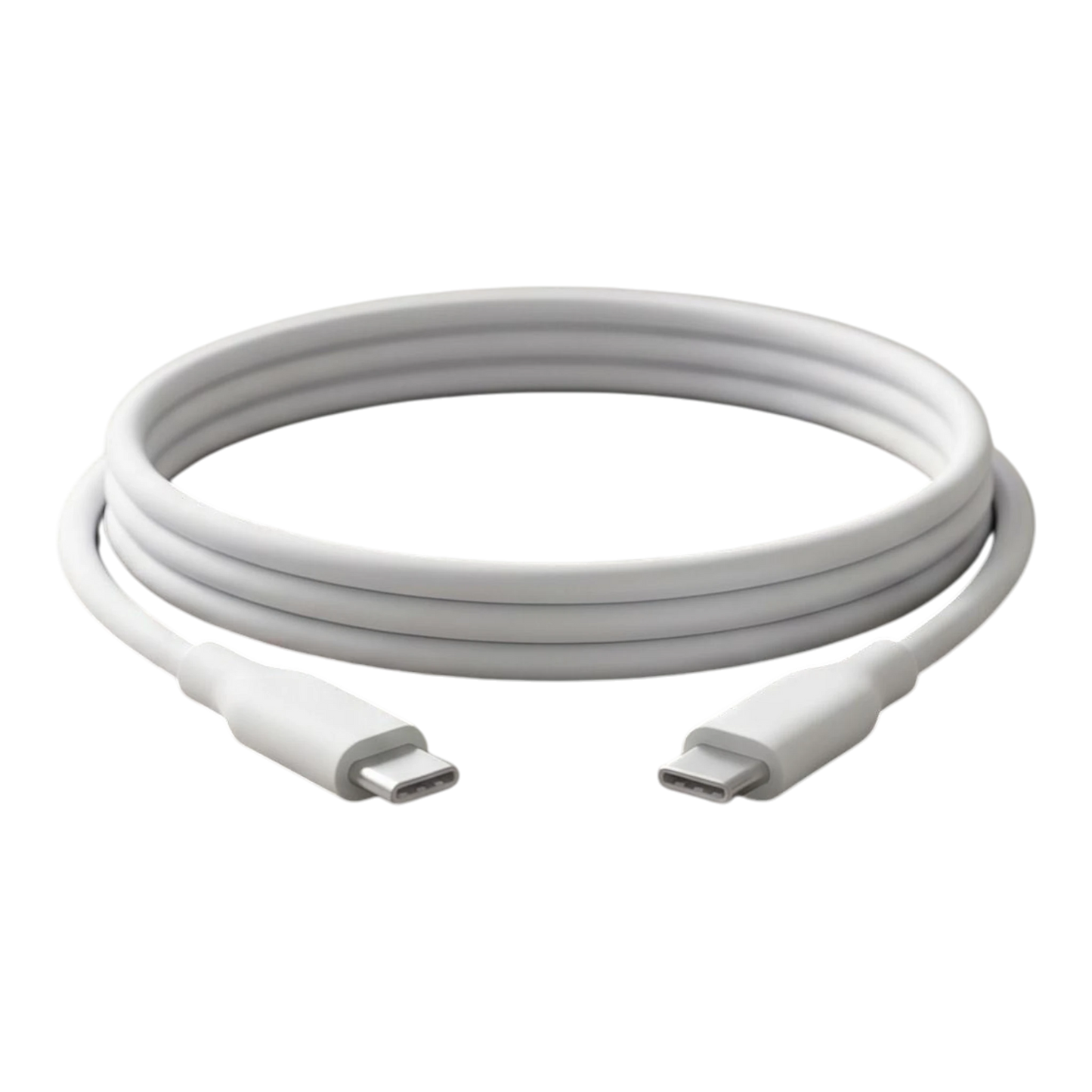 zero2cart white silicone USB-C fast charging and data cable coiled on a desk for home or office use