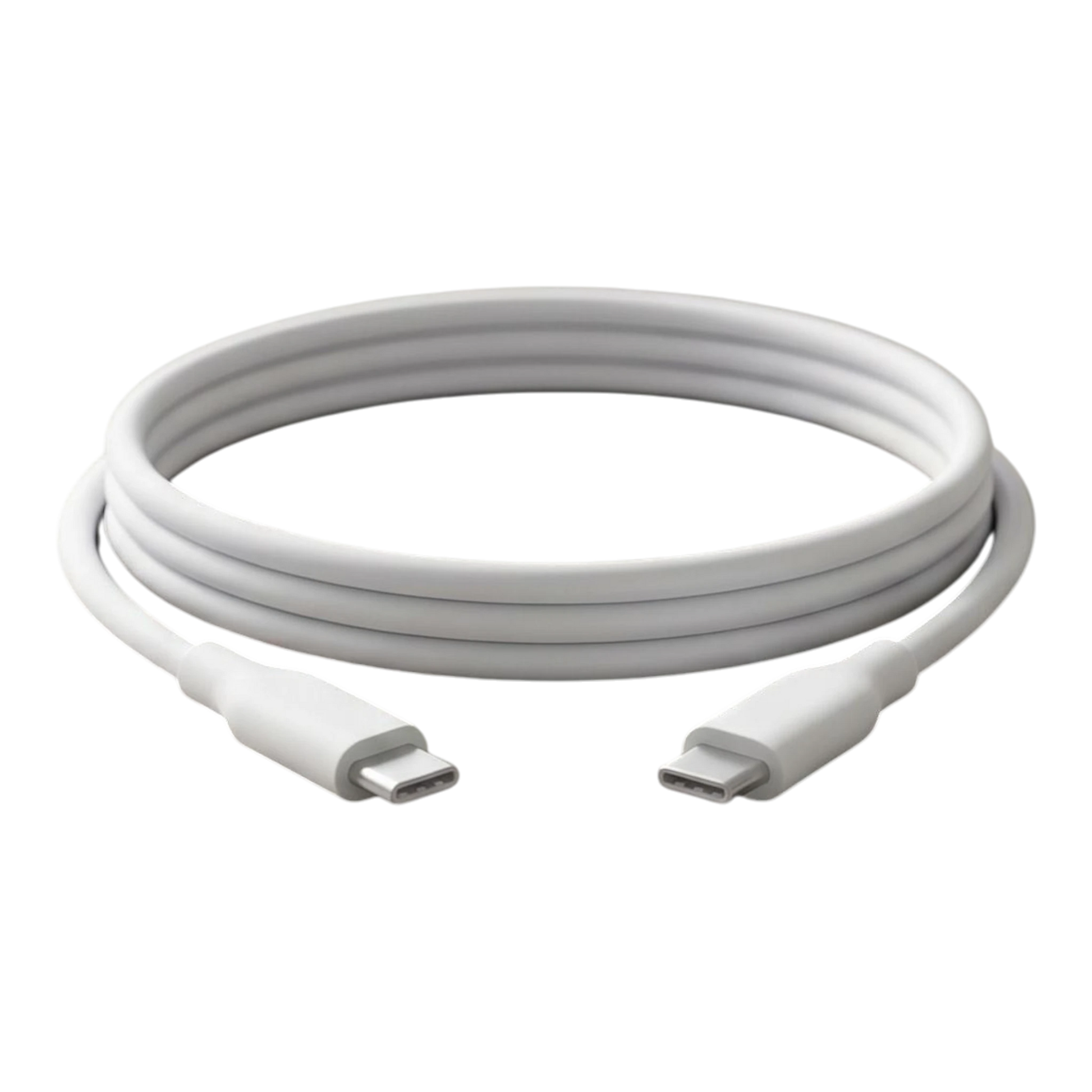 zero2cart white silicone USB-C fast charging and data cable coiled on a desk for home or office use