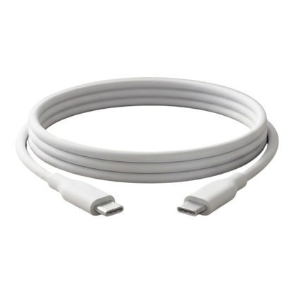 zero2cart white silicone USB-C fast charging and data cable coiled on a desk for home or office use
