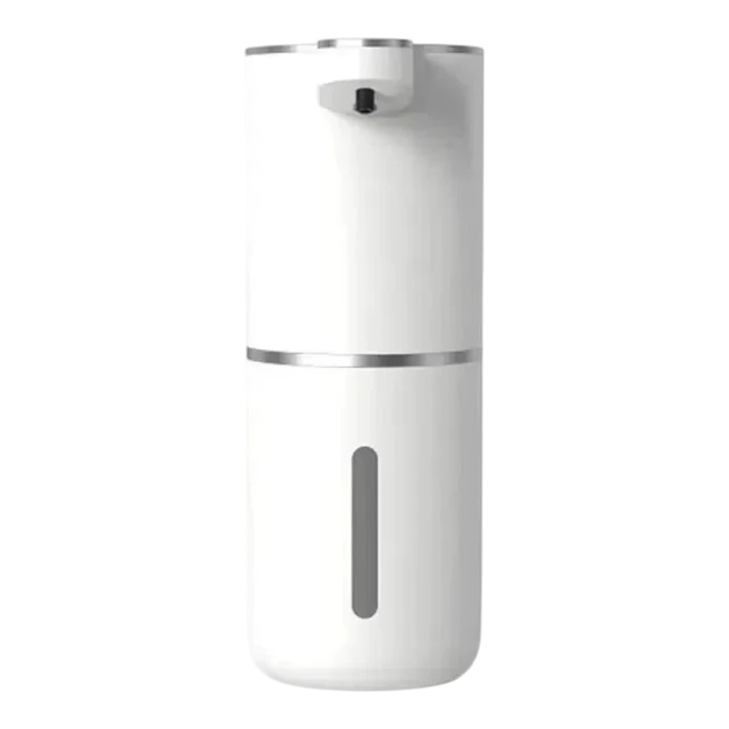 zero2cart white rechargeable touchless soap dispenser with a sleek minimalist design and clear liquid level window