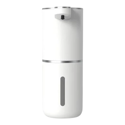 zero2cart white rechargeable touchless soap dispenser with a minimalist cylindrical design and liquid level window