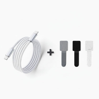 zero2cart white braided 140W USB-C to USB-C fast charging cable with three cable management ties