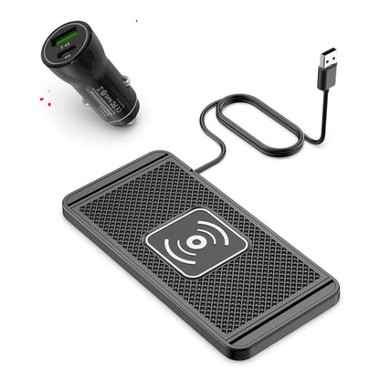 zero2cart slim black wireless charging pad with USB car adapter and cable for convenient cable-free device power
