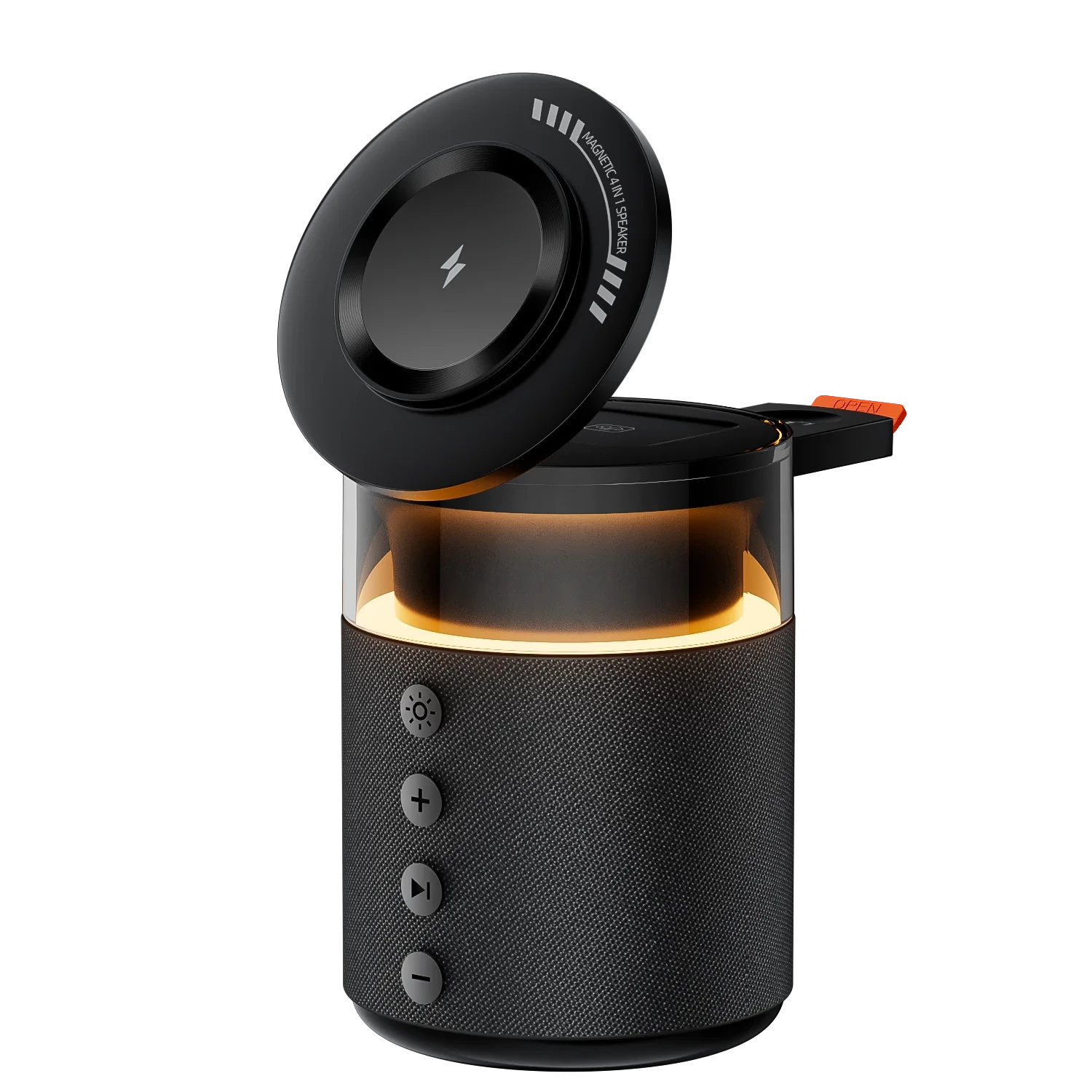 zero2cart 5-in-1 wireless charging station with magnetic phone mount, built-in lamp, and Bluetooth speaker