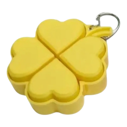 zero2cart yellow four-leaf clover light-up pop-it fidget keychain with silicone bubbles and metal clasp