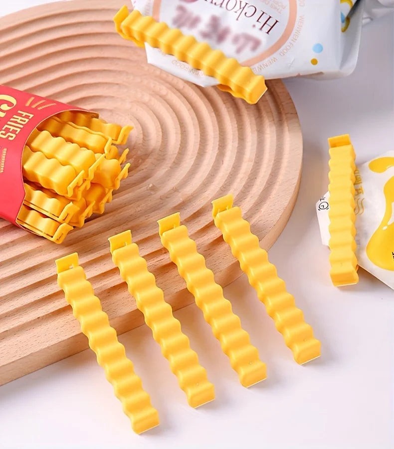 zero2cart yellow French fry shaped plastic bag sealing clips for kitchen pantry organization