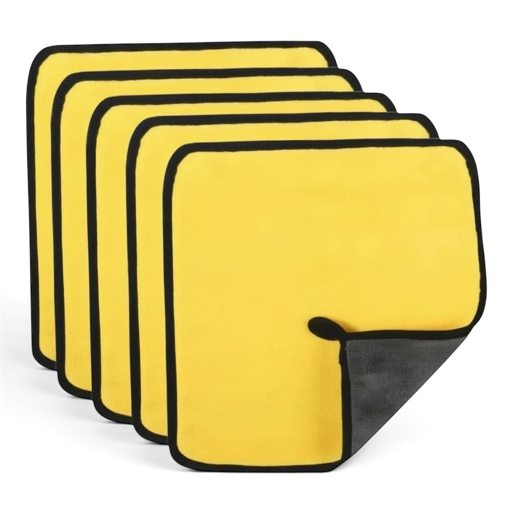 zero2cart yellow and black microfiber cleaning towels for car washing and household surfaces