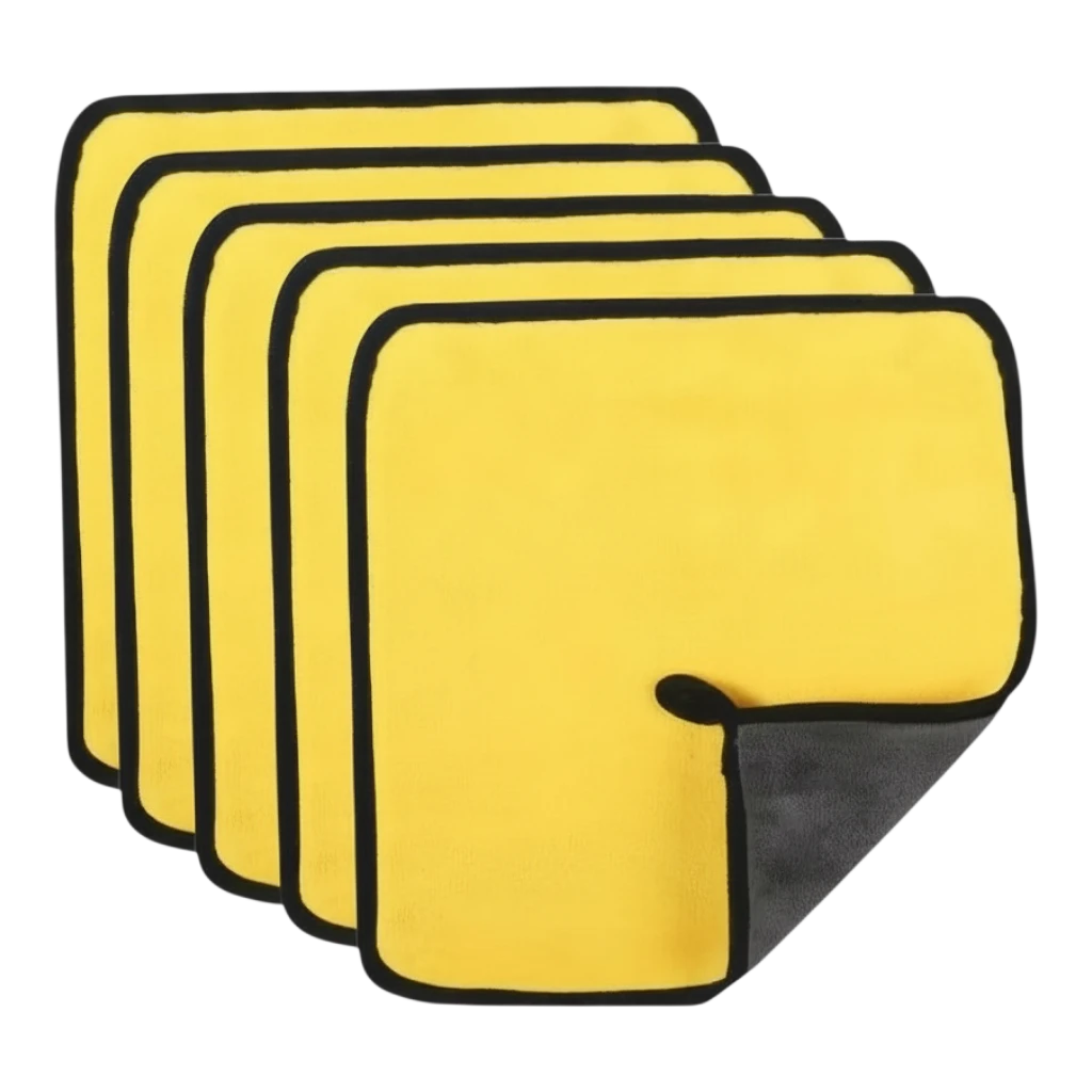 zero2cart yellow and black microfiber cleaning towels for car washing and household surfaces