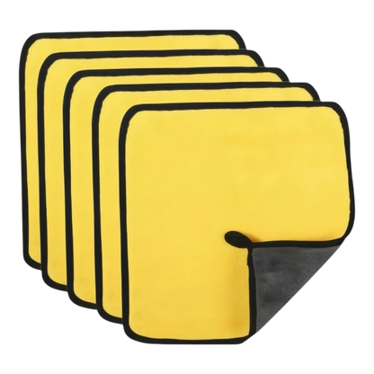 zero2cart yellow and black microfiber cleaning towels for car washing and household surfaces