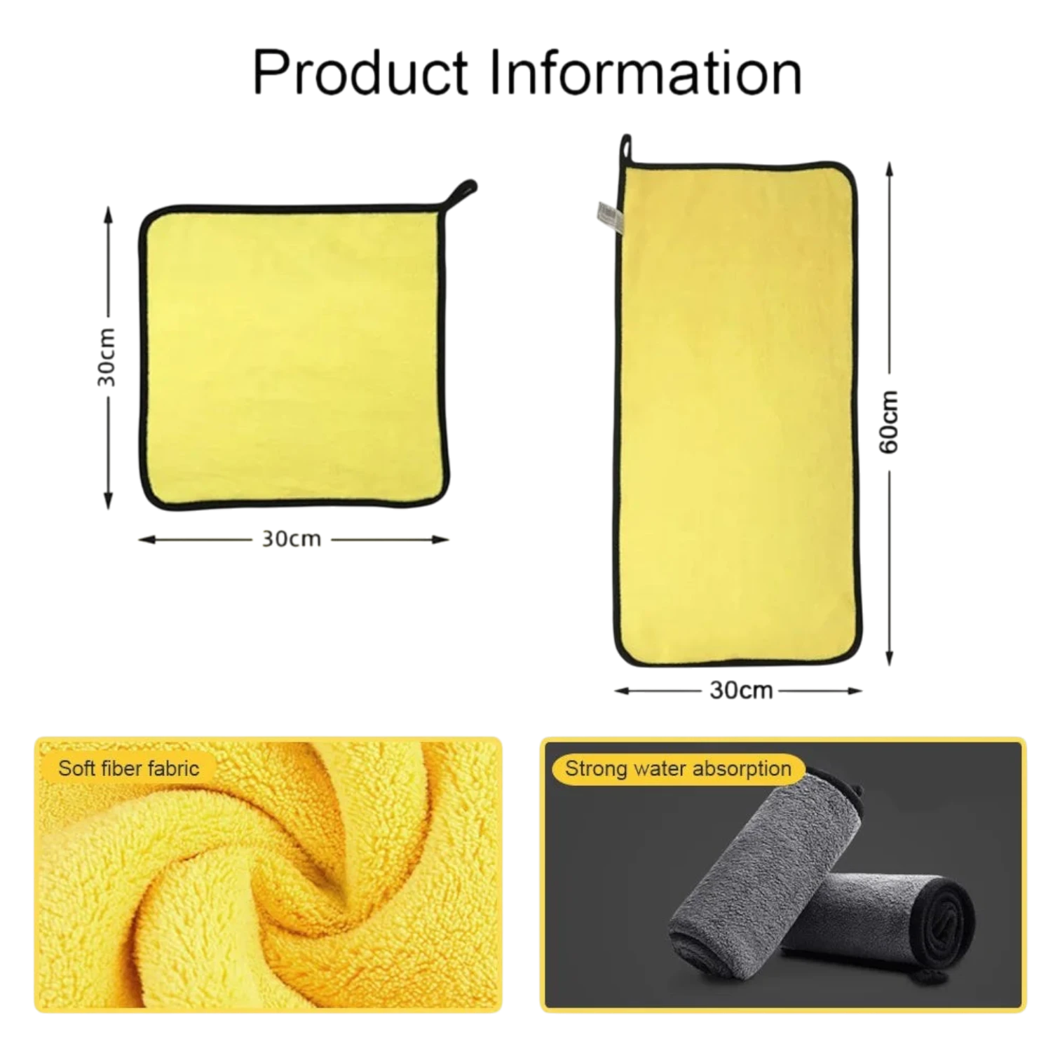 zero2cart yellow microfiber cleaning towels for car washing and household surfaces with soft absorbent texture