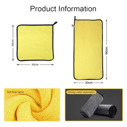 zero2cart yellow microfiber cleaning towels for car washing and household surfaces with soft absorbent texture