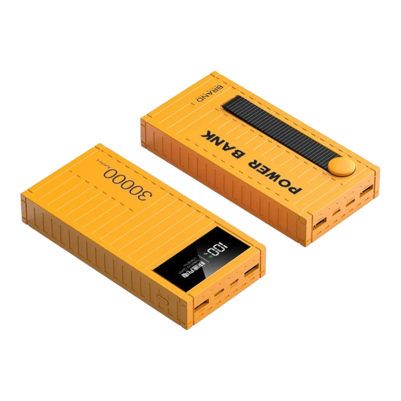 zero2cart yellow high-capacity portable power bank with digital display and multiple charging ports