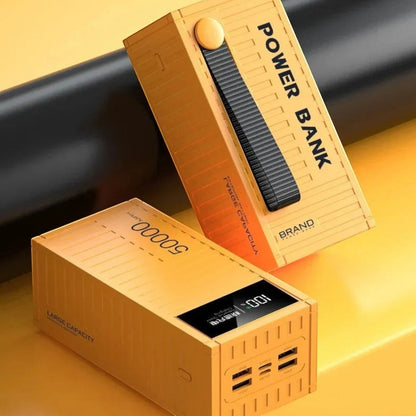 zero2cart yellow 50000mAh portable power bank with digital display and multiple USB output ports