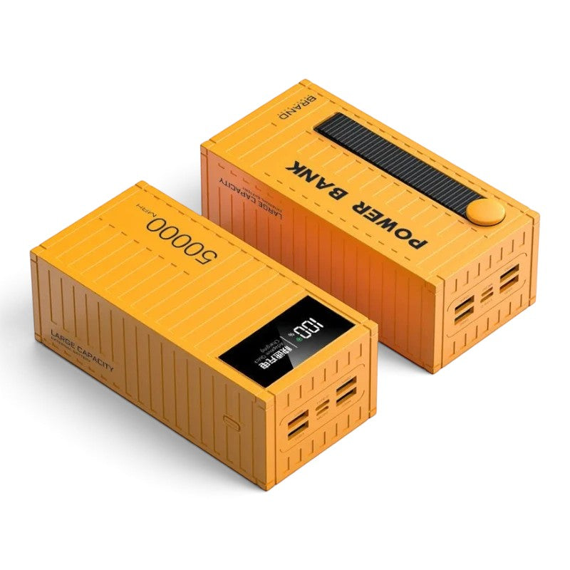 zero2cart 50000mAh yellow portable power bank with digital display and multiple USB ports for fast charging