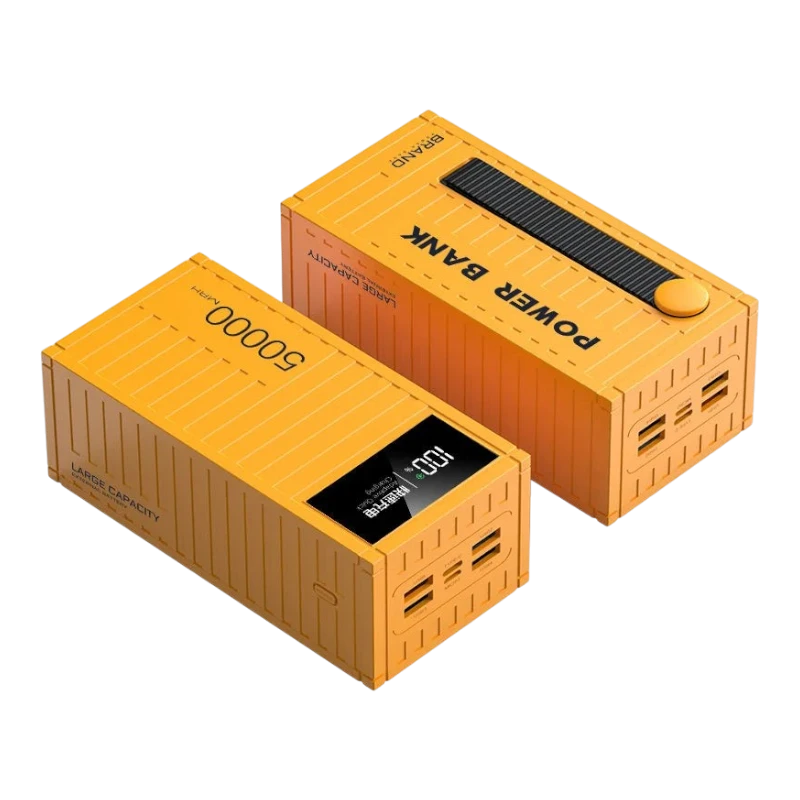 zero2cart 50000mAh yellow portable power bank with digital display and multiple USB ports for fast charging