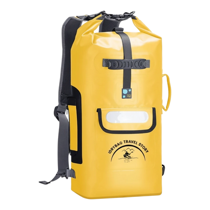 zero2cart 20L yellow waterproof PVC dry bag backpack with roll-top closure for kayaking and outdoor travel