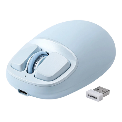 zero2cart YUNZII C1 light blue silicone wireless mouse with USB receiver, featuring a compact, ergonomic design.