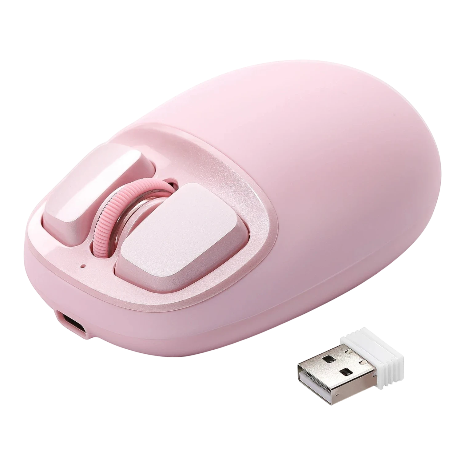 zero2cart YUNZII C1 pink silicone wireless mouse with USB receiver, featuring a compact ergonomic design.
