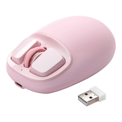 zero2cart YUNZII C1 pink silicone wireless mouse with USB receiver, featuring a compact ergonomic design.