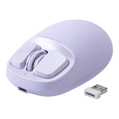 zero2cart YUNZII C1 purple silicone wireless mouse with USB receiver, featuring a compact and ergonomic design.