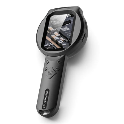 zero2cart ZoomView handheld digital microscope with 2.8-inch color screen displaying a circuit board close-up.